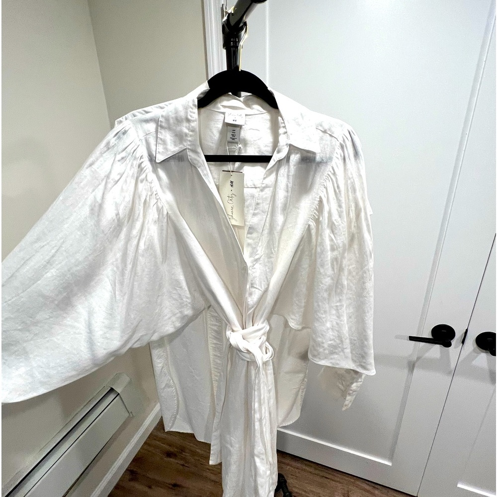 Johanna Ortiz X H&M white Linen belted dress. Full sleeves. NWT GORGEOUS!